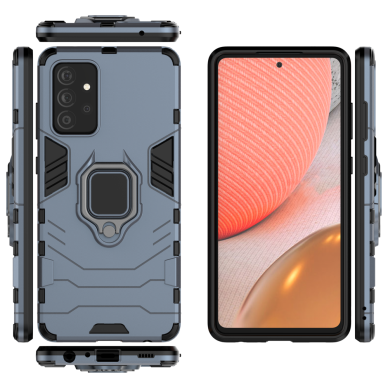 Samsung Galaxy A72 Dėklas Ring Armor Case Kickstand Tough Rugged 4G Mėlynas 2