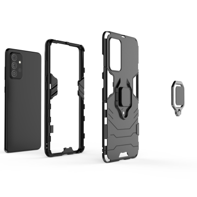 Samsung Galaxy A72 Dėklas Ring Armor Case Kickstand Tough Rugged 4G Mėlynas 4