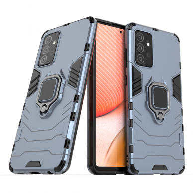 Samsung Galaxy A72 Dėklas Ring Armor Case Kickstand Tough Rugged 4G Mėlynas