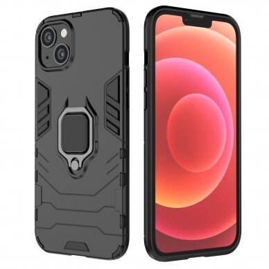 Akcija! Dėklas Ring Armor iPhone 14 Pro Juodas 18