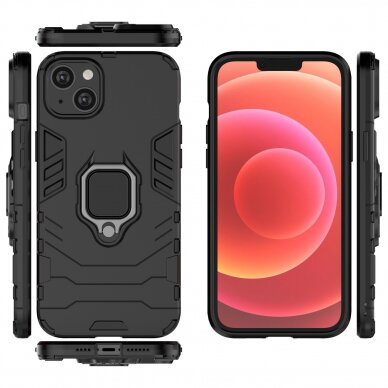 Akcija! Dėklas Ring Armor iPhone 14 Pro Juodas 5