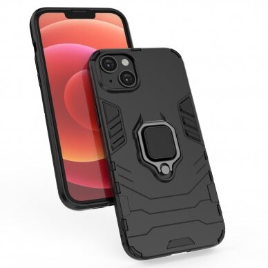 Akcija! Dėklas Ring Armor iPhone 14 Pro Juodas 8