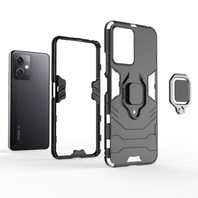 Dėklas Ring Armor Xiaomi Redmi Note 12 5G / Poco X5 5G Armor Cover Magnetic Holder Ring Juodas 13