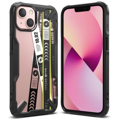 Dėklas Ringke Fusion X Design durable PC Case with TPU iPhone 13 mini Juodas (Ticket band) (FXD540E43)