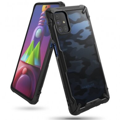 Dėklas Ringke Fusion X Design skirta Samsung Galaxy M51 Camo Juodas (Xdsg0043) DZWT2129