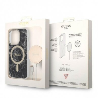 Dėklas Set Guess Marble MagSafe GUBPP14XHMEACSK  iPhone 14 Pro Max Juodas 9