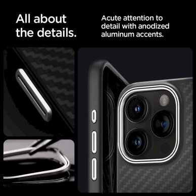 Dėklas Spigen Enzo Aramid Mag Case with MagSafe for iPhone 15 Pro Max - Matte Juodas 11