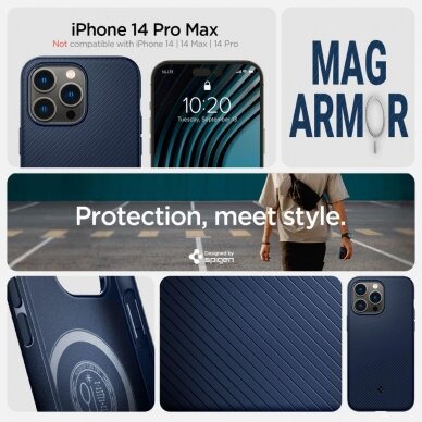 Dėklas Spigen MAG ARMOR IPHONE 14 PRO MAX Tamsiai mėlynas 6