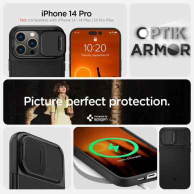 Dėklas Spigen OPTIK ARMOR MAG MAGSAFE IPHONE 14 PRO Juodas 17