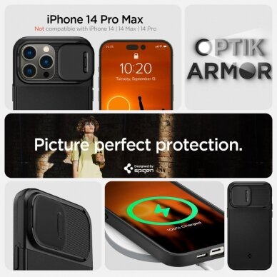 Dėklas Spigen OPTIK ARMOR MAG MAGSAFE IPHONE 14 PRO MAX Juodas 14