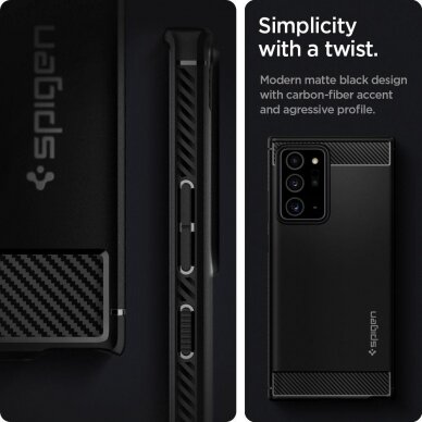 Dėklas Spigen Rugged Armor Galaxy Note 20 Ultra Matte Juodas 9