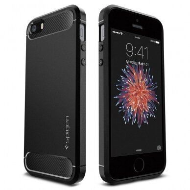 Akcija! DĖKLAS SPIGEN RUGGED ARMOR IPHONE 5S / SE JUODAS 1