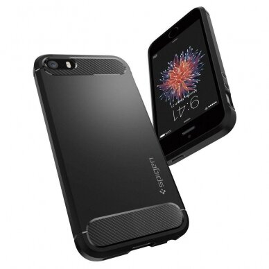 Akcija! DĖKLAS SPIGEN RUGGED ARMOR IPHONE 5S / SE JUODAS 2