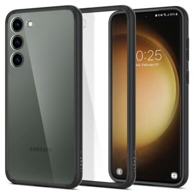 Samsung Galaxy S23 Dėklas Spigen ULTRA HYBRID  Juodais kraštais