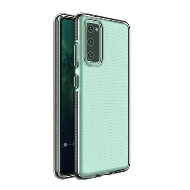 Samsung Galaxy A02s Dėklas Spring Case clear TPU su spalvotu rėmeliu Juodas