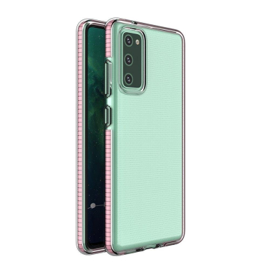 Samsung Galaxy A02s Dėklas Spring Case clear TPU su spalvotu rėmeliu Šviesiai rožinis