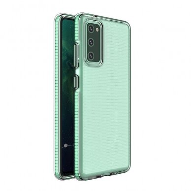 Samsung Galaxy A72 Dėklas Spring Case clear TPU su spalvotu rėmu 4G Mėtinis