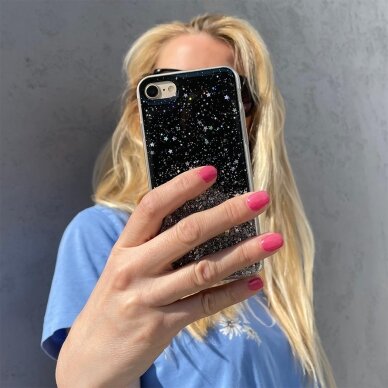 Dėklas Star Glitter Shining iPhone 13 Pro Juodas 6