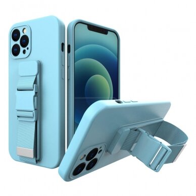 Dėklas su dirželiu Rope case gel TPU iPhone 11 Pro Max Mėlynas