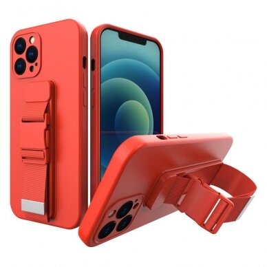 Dėklas su dirželiu Rope case gel TPU iPhone 11 Pro Max Raudonas