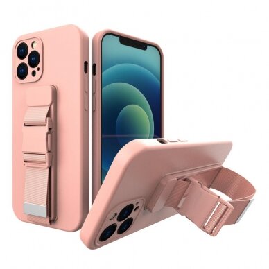 Dėklas su dirželiu Rope case gel TPU iPhone 11 Pro Rožinis