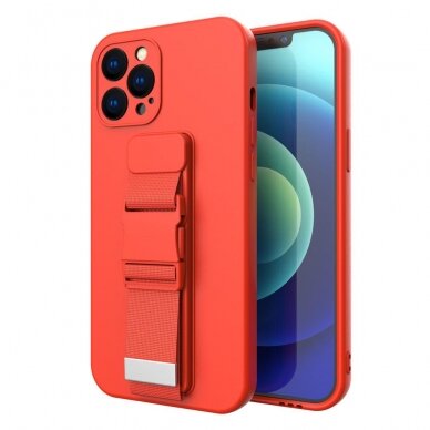 Iphone Xr Dėklas su dirželiu Rope case gel TPU Raudonas 1