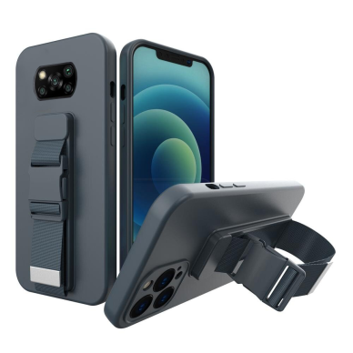 Dėklas su dirželiu Rope case gel TPU Xiaomi Poco X3 NFC Tamsiai mėlynas