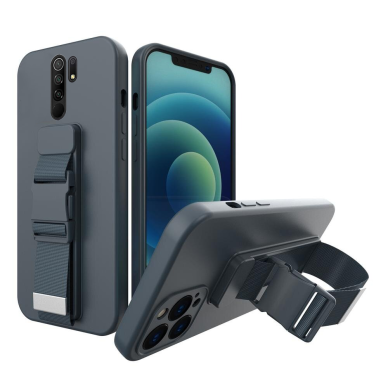 Dėklas su dirželiu Rope case gel TPU Xiaomi Redmi 9 Tamsiai mėlynas