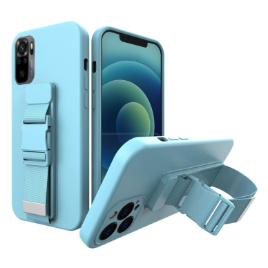 Dėklas su dirželiu Rope case gel TPU Xiaomi Redmi Note 10 / Redmi Note 10S mėlynas