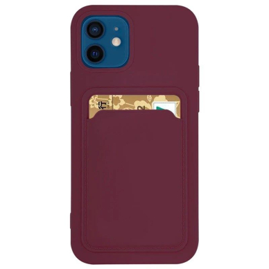 Akcija! Dėklas su kišenėle kortelėms Card Case iPhone 11 Pro Max Bordo