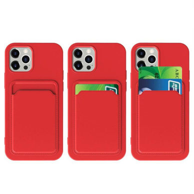 Akcija! Dėklas su kišenėle kortelėms Card Case iPhone 11 Pro Max Bordo  9