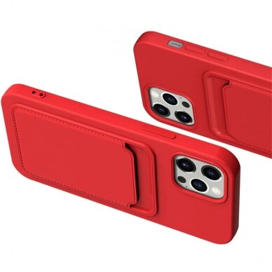 Dėklas su kišenėle kortelėms Card Case iPhone 12 Pro Max Oranžinis 6