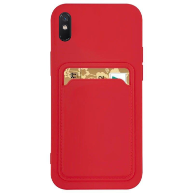 Iphone Xs Max Dėklas su kišenėle kortelėms Card Case Raudonas