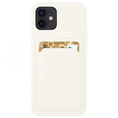 Dėklas su kišenėle kortelėms Card Case Samsung Galaxy A22 4G Baltas 2