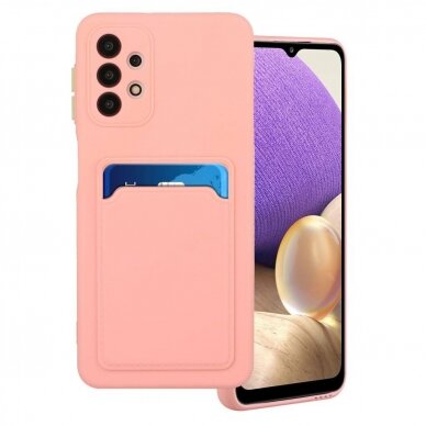 Samsung Galaxy A72 Dėklas su kišenėle kortelėms Card Case 4G Rožinis 1