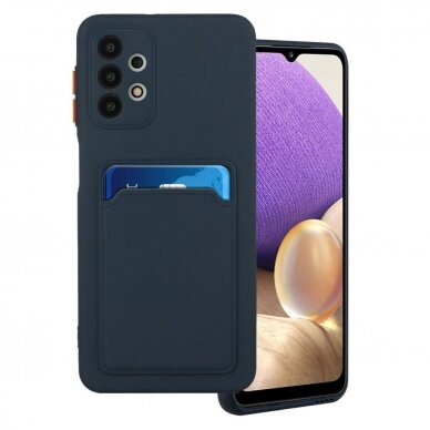 Samsung Galaxy A72 Dėklas su kišenėle kortelėms Card Case 4G Tamsiai mėlynas