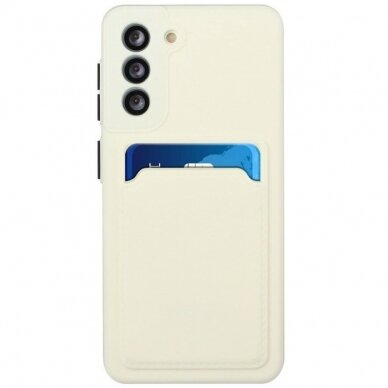 Dėklas su kišenėle kortelėms Card Case Samsung Galaxy S21+ 5G (S21 Plus 5G) Baltas