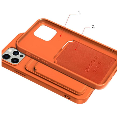 Dėklas su kišenėle kortelėms Card Case silicone wallet iPhone 11 Pro Max Raudonas 5