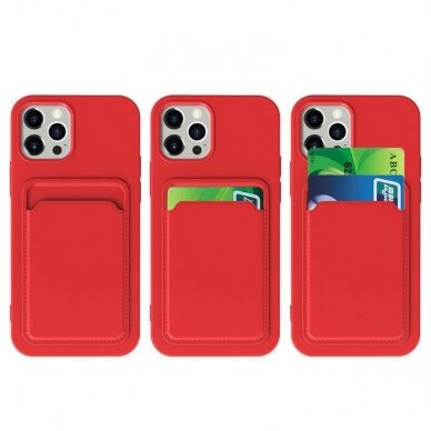 Akcija! Dėklas su kišenėle kortelėms Card Case Silicone Wallet Xiaomi Redmi Note 11 Pro + 5G / 11 Pro 5G / 11 Pro Baltas 5