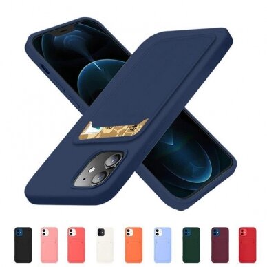 Akcija! Dėklas su kišenėle kortelėms Card Case Silicone Wallet Xiaomi Redmi Note 11 Pro + 5G / 11 Pro 5G / 11 Pro Baltas 7