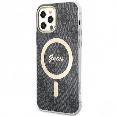 Dėklas su pakrovėju Set Guess 4G Print MagSafe GUBPP12MH4EACSK iPhone 12/12 Pro Juodas 1