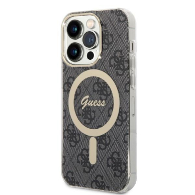 Dėklas su pakrovėju Set Guess 4G Print MagSafe GUBPP14LH4EACSK iPhone 14 Pro Juodas 1