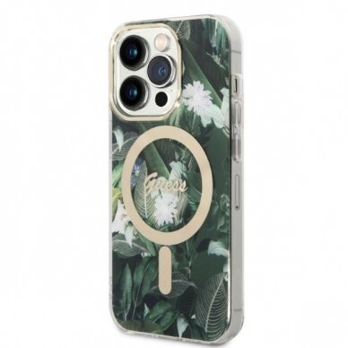 Dėklas su pakrovėju Set Guess Jungle MagSafe GUBPP14XHJEACSA iPhone 14 Pro Max Žalias 1