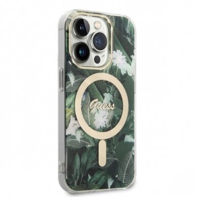 Dėklas su pakrovėju Set Guess Jungle MagSafe GUBPP14XHJEACSA iPhone 14 Pro Max Žalias 3