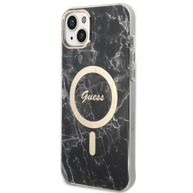 Dėklas su pakrovėju Set Guess Marble MagSafe GUBPP14MHMEACSK iPhone 14 Plus Juodas 1