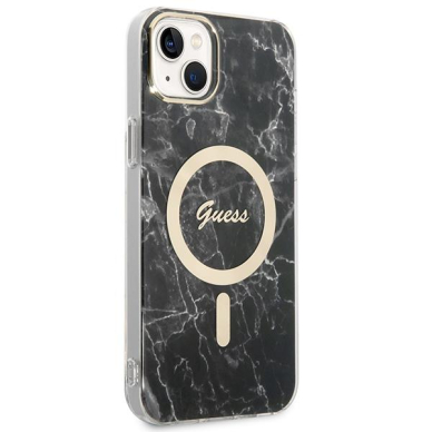 Dėklas su pakrovėju Set Guess Marble MagSafe GUBPP14MHMEACSK iPhone 14 Plus Juodas 3