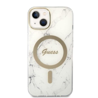 Dėklas su pakrovėju Set Guess Marble MagSafe GUBPP14SHMEACSH iPhone 14 Baltas 2