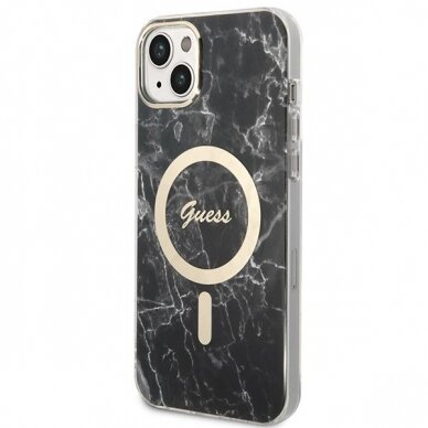 Dėklas su pakrovėju Set Guess Marble MagSafe GUBPP14SHMEACSK iPhone 14 Juodas 1