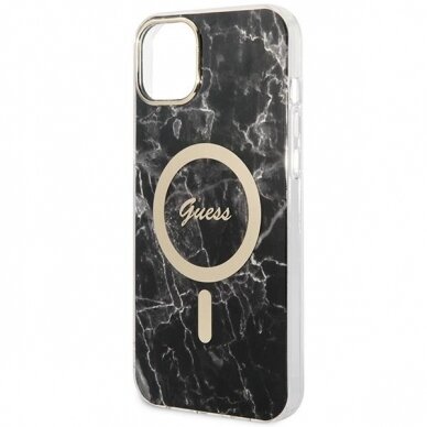 Dėklas su pakrovėju Set Guess Marble MagSafe GUBPP14SHMEACSK iPhone 14 Juodas 5