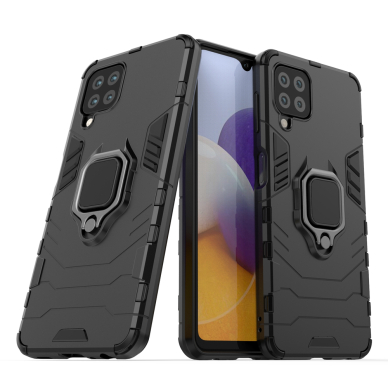 Dėklas su Žiedu Ring Armor Case Kickstand Tough Rugged Cover Samsung Galaxy A22 4G Juodas 1